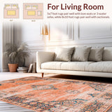 Ultra Soft Area Rug, Non Slip, Stain Resistant, Washable Area Rugs for Living Room, Bedroom, Soft Terracotta Linear Arrangement(Orange)