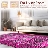Ultra Soft Area Rug, Non Slip, Stain Resistant, Washable Area Rugs for Living Room, Bedroom, Vibrant Animal Print with Bold Stripes(Pink)