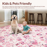 Ultra Soft Area Rug, Non Slip, Stain Resistant, Washable Area Rugs for Living Room, Bedroom, Vibrant Rounded Fuzzy Decor Essence(Pink)