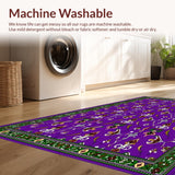 Ultra Soft Area Rug, Non Slip, Stain Resistant, Washable Area Rugs for Living Room, Bedroom, Playful Mardi Gras Color Palette(Purple)