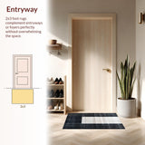 Ultra Soft Area Rug, Non Slip, Stain Resistant, Washable Area Rugs for Living Room, Bedroom, Chic Onyx and Chalk Stripe Floor Rug(Black)