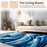 Ultra Soft Area Rug, Non Slip, Stain Resistant, Washable Area Rugs for Living Room, Bedroom, Serene Coastal Wave Aesthetic(Blue)