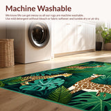 Ultra Soft Area Rug, Non Slip, Stain Resistant, Washable Area Rugs for Living Room, Bedroom, Vivid Safari Wildlife Motif(Green)