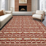 Ultra Soft Area Rug, Non Slip, Stain Resistant, Washable Area Rugs for Living Room, Bedroom, Rustic Gingerbread Braided Aesthetic(Red)