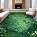 Ultra Soft Area Rug, Non Slip, Stain Resistant, Washable Area Rugs for Living Room, Bedroom, Elegant Nature-Inspired Floral Print(Green)