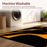 Ultra Soft Area Rug, Non Slip, Stain Resistant, Washable Area Rugs for Living Room, Bedroom, Dynamic Sports Theme Composition(Orange)