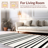 Ultra Soft Area Rug, Non Slip, Stain Resistant, Washable Area Rugs for Living Room, Bedroom, Striped Monochrome Welcome Rug with Classic Parallel Lines and Modern Accents(Black)