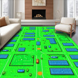 Engaging Geometric City Design Mat(Green)