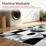 Ultra Soft Area Rug, Non Slip, Stain Resistant, Washable Area Rugs for Living Room, Bedroom, Stylish Modern Disc Aesthetic(Black)