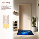 Ultra Soft Area Rug, Non Slip, Stain Resistant, Washable Area Rugs for Living Room, Bedroom, Enchanting Universe-Inspired Visuals(Blue)