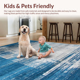 Ultra Soft Area Rug, Non Slip, Stain Resistant, Washable Area Rugs for Living Room, Bedroom, Serene Blue Gray Geometric Design(Blue)