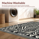 Ultra Soft Area Rug, Non Slip, Stain Resistant, Washable Area Rugs for Living Room, Bedroom, Rustic Bold Graphic Contrast Design(Black)