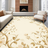 Ultra Soft Area Rug, Non Slip, Stain Resistant, Washable Area Rugs for Living Room, Bedroom, Elegant Floral Area with Artistic Beige Botanical Motifs(Beige)