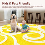 Ultra Soft Area Rug, Non Slip, Stain Resistant, Washable Area Rugs for Living Room, Bedroom, Lemon Zest Swirl Floor Art(Yellow)