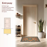Ultra Soft Area Rug, Non Slip, Stain Resistant, Washable Area Rugs for Living Room, Bedroom, Luxurious Multicolor Geometric Arrangement(Orange)