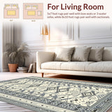 Ultra Soft Area Rug, Non Slip, Stain Resistant, Washable Area Rugs for Living Room, Bedroom, Sophisticated Minimalist Patterned Piece(Beige)