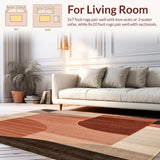 Ultra Soft Area Rug, Non Slip, Stain Resistant, Washable Area Rugs for Living Room, Bedroom, Moody Earthy Tone Area with Unique Rust Brown(Brown)