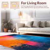 Ultra Soft Area Rug, Non Slip, Stain Resistant, Washable Area Rugs for Living Room, Bedroom, Contemporary Color Splash Design(Orange)