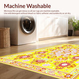 Ultra Soft Area Rug, Non Slip, Stain Resistant, Washable Area Rugs for Living Room, Bedroom, Unique Colorful Circular Design(Yellow)