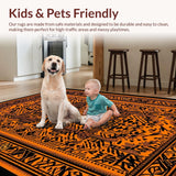 Ultra Soft Area Rug, Non Slip, Stain Resistant, Washable Area Rugs for Living Room, Bedroom, Dynamic Rustic Wildlife Theme(Orange)
