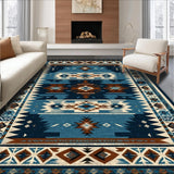 Ultra Soft Area Rug, Non Slip, Stain Resistant, Washable Area Rugs for Living Room, Bedroom, Rustic Geometric Tribal Elegance(Blue)