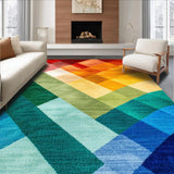 Ultra Soft Area Rug, Non Slip, Stain Resistant, Washable Area Rugs for Living Room, Bedroom, Contemporary Rainbow Dining Room Non-Slip Carpet(Red)