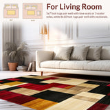 Ultra Soft Area Rug, Non Slip, Stain Resistant, Washable Area Rugs for Living Room, Bedroom, Vibrant Modern Patchwork Aesthetic(Beige)