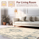 Ultra Soft Area Rug, Non Slip, Stain Resistant, Washable Area Rugs for Living Room, Bedroom, Elegant Boho Inspired Area With Low Pile Design(Beige)