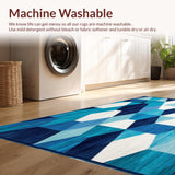 Ultra Soft Area Rug, Non Slip, Stain Resistant, Washable Area Rugs for Living Room, Bedroom, Geometric Blue(Blue)