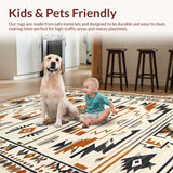 Ultra Soft Area Rug, Non Slip, Stain Resistant, Washable Area Rugs for Living Room, Bedroom, Chic Rustic Geometric Arrangement(Brown)