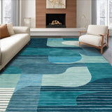 Ultra Soft Area Rug, Non Slip, Stain Resistant, Washable Area Rugs for Living Room, Bedroom, Elegant Grey Toned Minimalist Artwork(Blue)