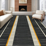 Ultra Soft Area Rug, Non Slip, Stain Resistant, Washable Area Rugs for Living Room, Bedroom, Boho Striped Monochrome Aesthetic(Black)