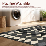 Ultra Soft Area Rug, Non Slip, Stain Resistant, Washable Area Rugs for Living Room, Bedroom, Contemporary Monochrome Diamond Style(Beige)