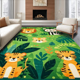 Ultra Soft Area Rug, Non Slip, Stain Resistant, Washable Area Rugs for Living Room, Bedroom, Charming Animal Safari Aesthetic(Green)
