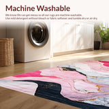 Ultra Soft Area Rug, Non Slip, Stain Resistant, Washable Area Rugs for Living Room, Bedroom, Sophisticated Twisted Linear Arrangement(Pink)