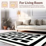 Ultra Soft Area Rug, Non Slip, Stain Resistant, Washable Area Rugs for Living Room, Bedroom, Geometric Black Stair Mats Slip Resistant Design(Black)