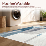 Ultra Soft Area Rug, Non Slip, Stain Resistant, Washable Area Rugs for Living Room, Bedroom, Contemporary Area Rug Abstract Blue & Grey(Gray)