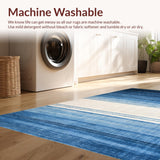 Ultra Soft Area Rug, Non Slip, Stain Resistant, Washable Area Rugs for Living Room, Bedroom, Modern Gradient Stripe Rug(Blue)