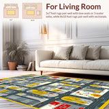 Ultra Soft Area Rug, Non Slip, Stain Resistant, Washable Area Rugs for Living Room, Bedroom, Lively City Grid Exploration Mat(Gray)