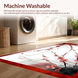 Ultra Soft Area Rug, Non Slip, Stain Resistant, Washable Area Rugs for Living Room, Bedroom, Luxurious Floral Ink Painting Style(Red)