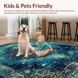 Ultra Soft Area Rug, Non Slip, Stain Resistant, Washable Area Rugs for Living Room, Bedroom, Underwater Coral Reef Sensory Mat(Blue)