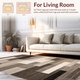 Ultra Soft Area Rug, Non Slip, Stain Resistant, Washable Area Rugs for Living Room, Bedroom, Modern Soft Neutral Geometric Shapes(Beige)