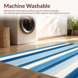 Ultra Soft Area Rug, Non Slip, Stain Resistant, Washable Area Rugs for Living Room, Bedroom, Coastal Stripe Area Rug for Balcony Easy Care Blue Ivory Carpet(Blue)