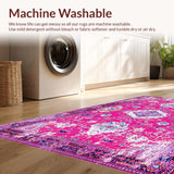 Ultra Soft Area Rug, Non Slip, Stain Resistant, Washable Area Rugs for Living Room, Bedroom, Rustic Soft Textured Blossom Print(Pink)