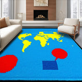 Ultra Soft Area Rug, Non Slip, Stain Resistant, Washable Area Rugs for Living Room, Bedroom, Vibrant Geometric Alphabetic Elements(Blue)
