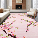Ultra Soft Area Rug, Non Slip, Stain Resistant, Washable Area Rugs for Living Room, Bedroom, Charming Sakura Floral Motif(Pink)