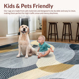 Ultra Soft Area Rug, Non Slip, Stain Resistant, Washable Area Rugs for Living Room, Bedroom, Contemporary Grey Textured Motif(Gray)
