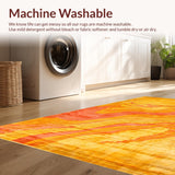 Ultra Soft Area Rug, Non Slip, Stain Resistant, Washable Area Rugs for Living Room, Bedroom, Whimsical Shaggy Orange Yellow Fusion(Yellow)