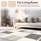 Ultra Soft Area Rug, Non Slip, Stain Resistant, Washable Area Rugs for Living Room, Bedroom, Contemporary Cream Geometric Statement(Beige)