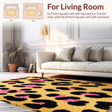 Ultra Soft Area Rug, Non Slip, Stain Resistant, Washable Area Rugs for Living Room, Bedroom, Golden and Black Leopard Entryway Soft Rug(Beige)